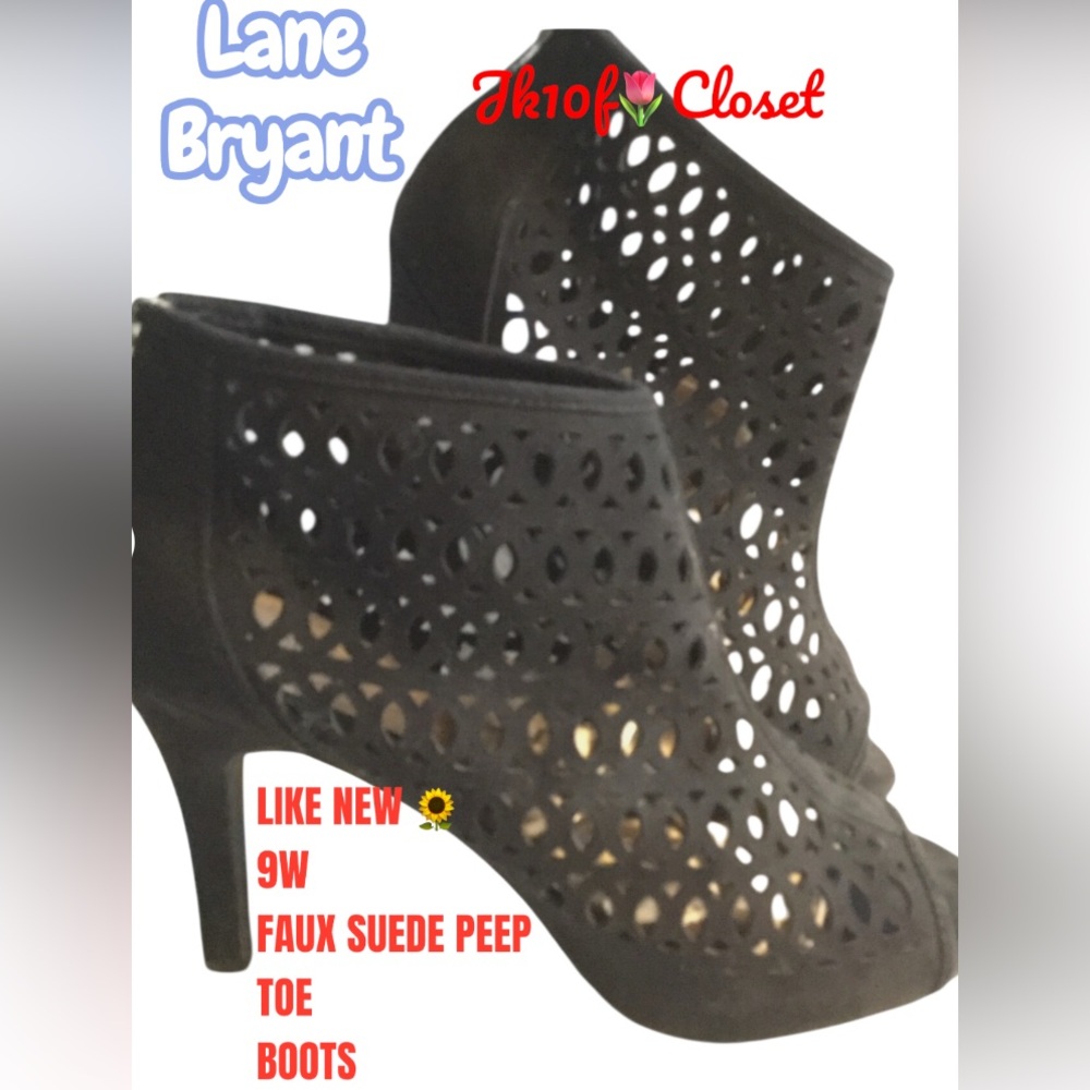 LOWEST🌺 LANE BRYANT LIKE NEW 9 WIDE WIDTH BLACK FAUX SUEDE BOOTS